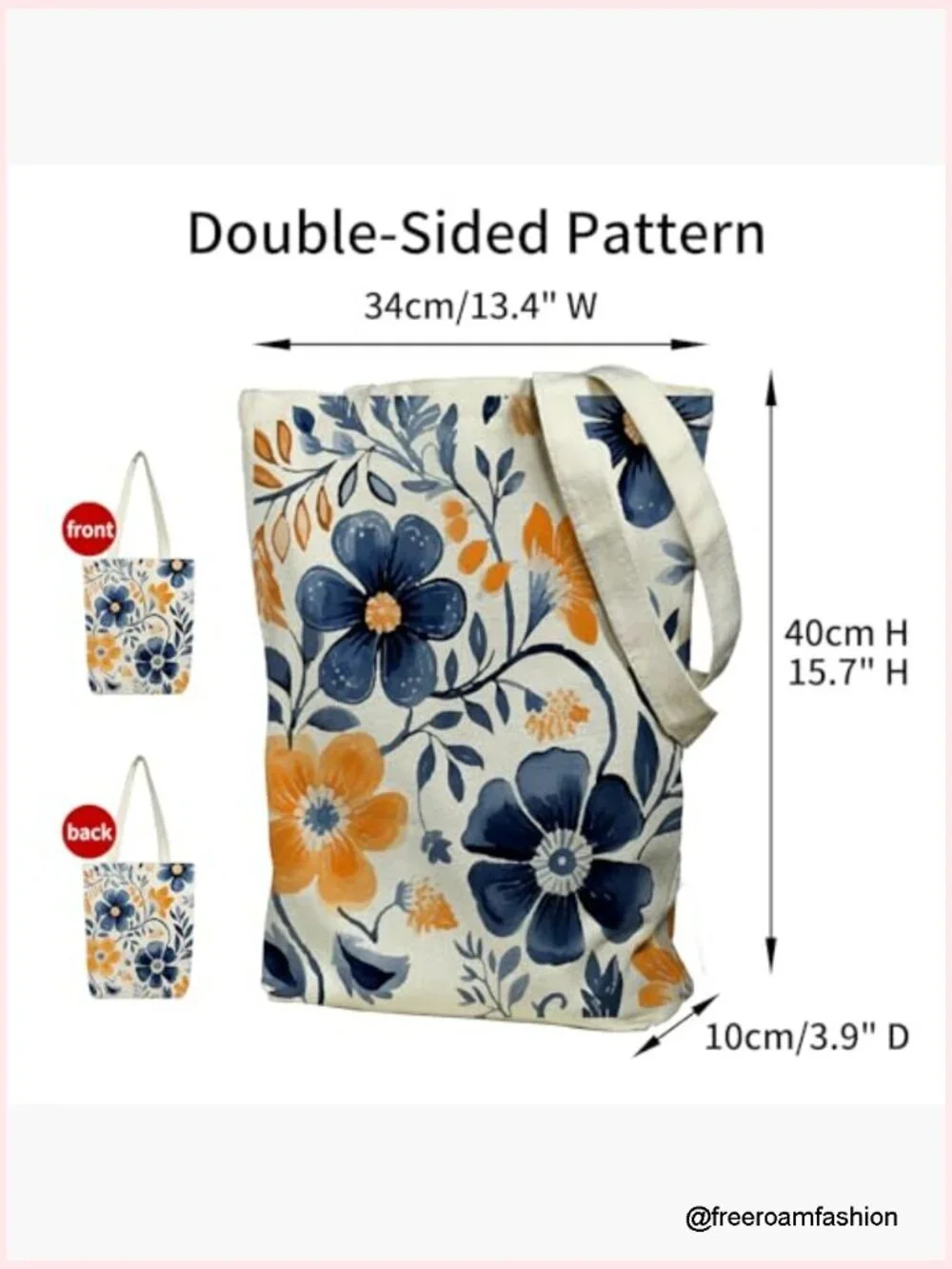 Canvas Tote Bag with Zipper, Heavy Duty 12 oz Cotton Reusable Shopping Bag